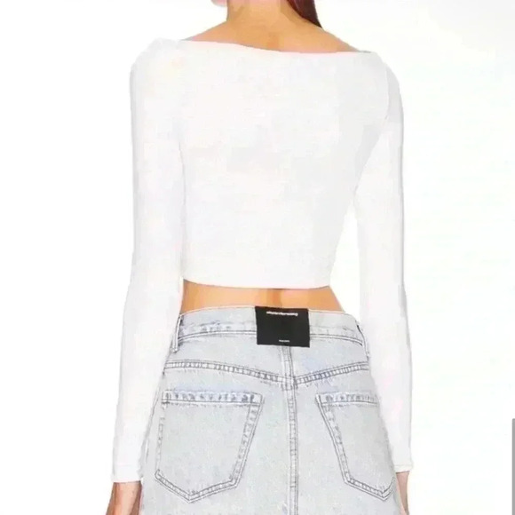 Seroya Ellis Long-Sleeve Peekaboo Cut-Out Top in White. Soft! Size Large. NWT! - Picture 6 of 16